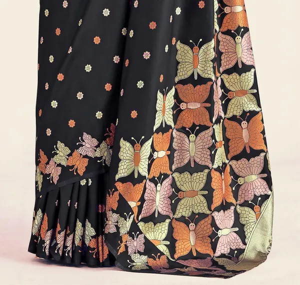 Black_Pure_Silk_Woven_Butterfly_Pallu_Banarasi_Saree_For_Women