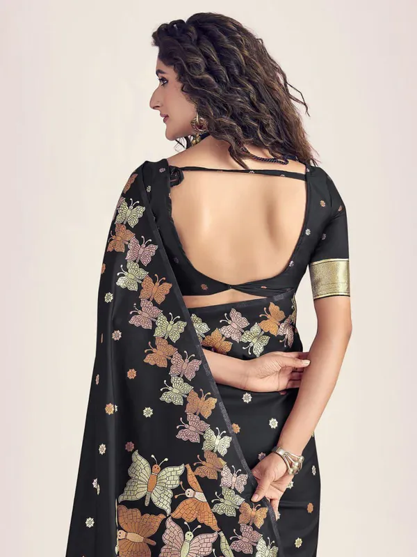 Black_Pure_Silk_Woven_Butterfly_Pallu_Banarasi_Saree_For_Women