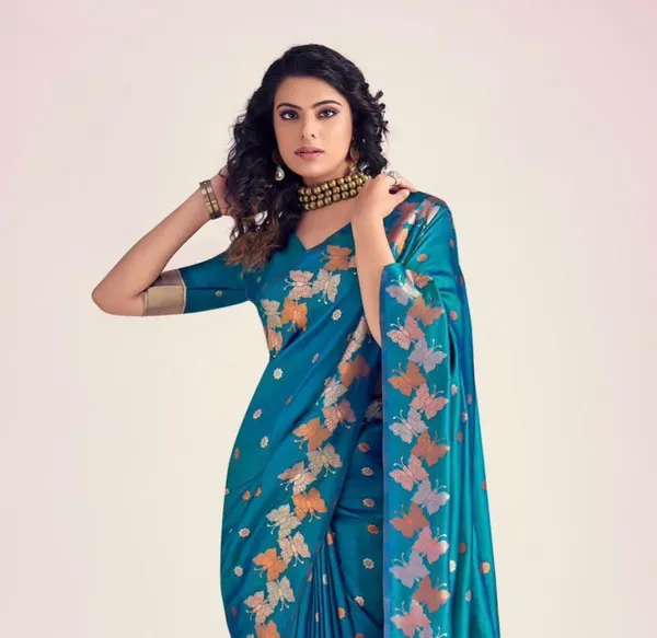 Blue_Pure_Silk_Woven_Banarasi_Butterfly_Pallu_Saree_For_Women