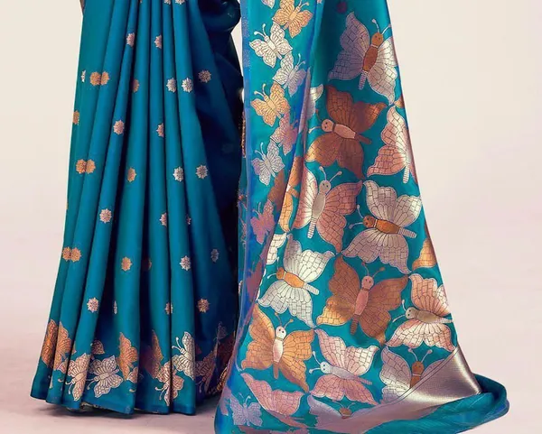 Blue_Pure_Silk_Woven_Banarasi_Butterfly_Pallu_Saree_For_Women