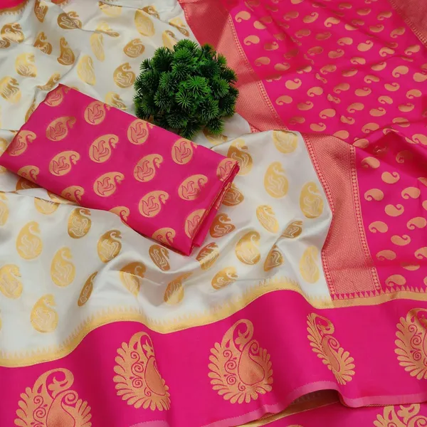 White_Pink_Silk_Blend_Paisley_Woven_Banarasi_Saree_For_Women