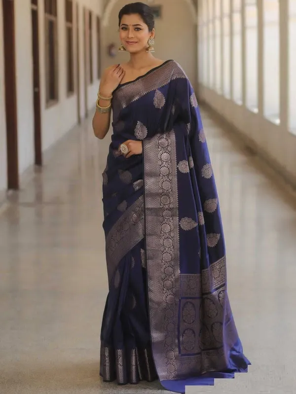 Blue_Cotton_Silk_Banarasi_Paisley_Floral_Woven_Saree_For_Women