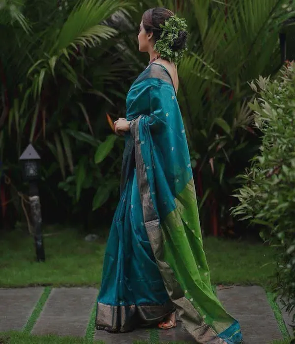 Green_Cotton_Silk_Printed_Kanjivaram_Saree_For_Women