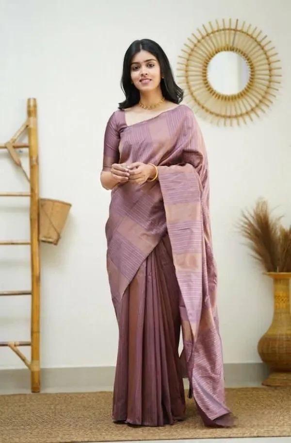 Purple_Silk_Blend_Striped_Self_Design_Banarasi_Saree_For_Women