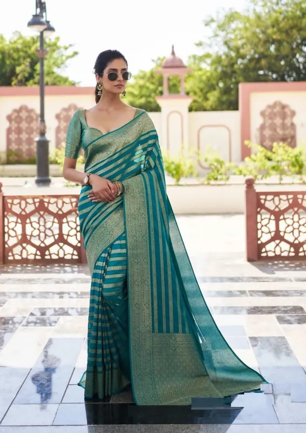Multicolor_Cotton_Silk_Striped_Woven_Banarasi_Saree_For_Women