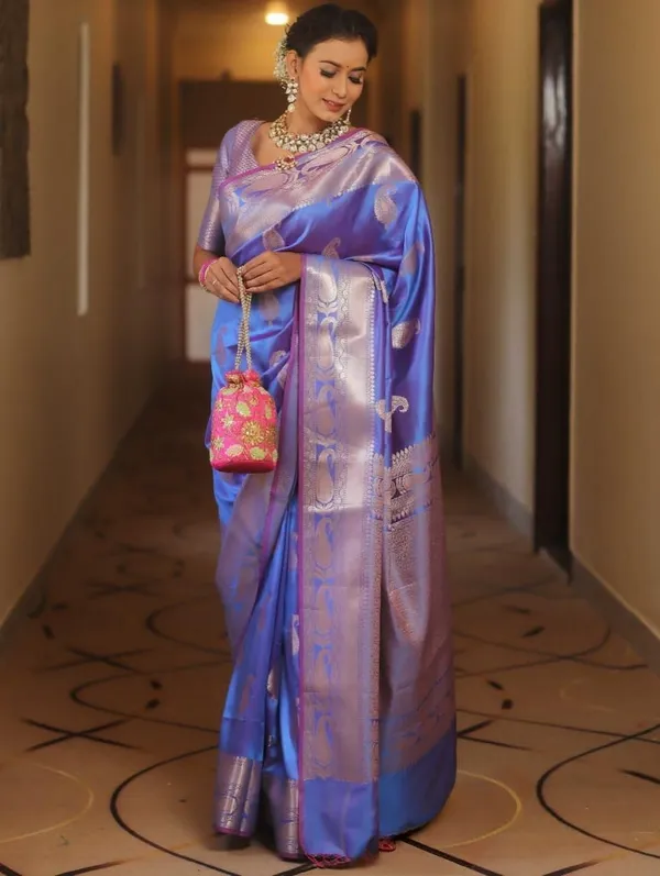 Blue_Cotton_Silk_Paisley_Woven_Banarasi_Saree_For_Women