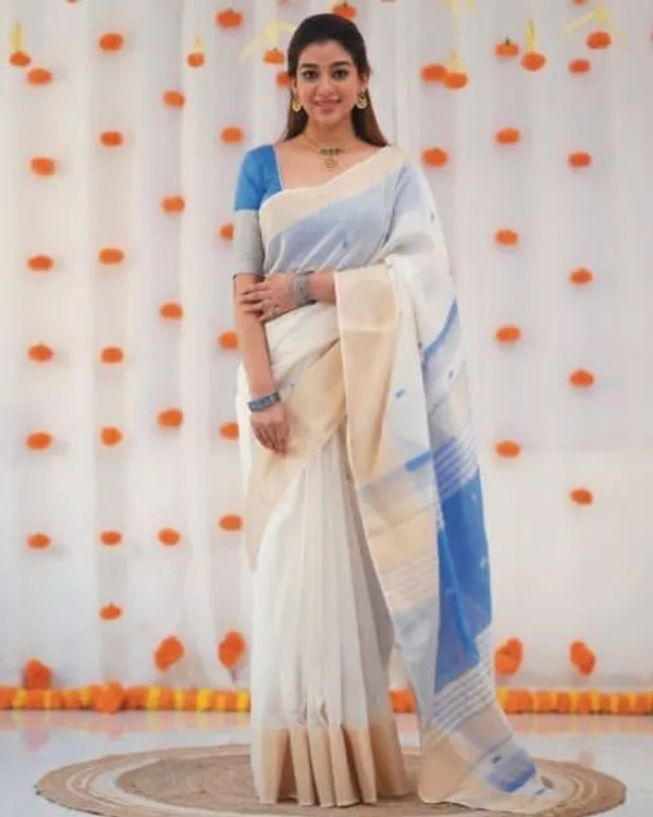 White_Cotton_Linen_Printed_Woven_Saree_For_Women