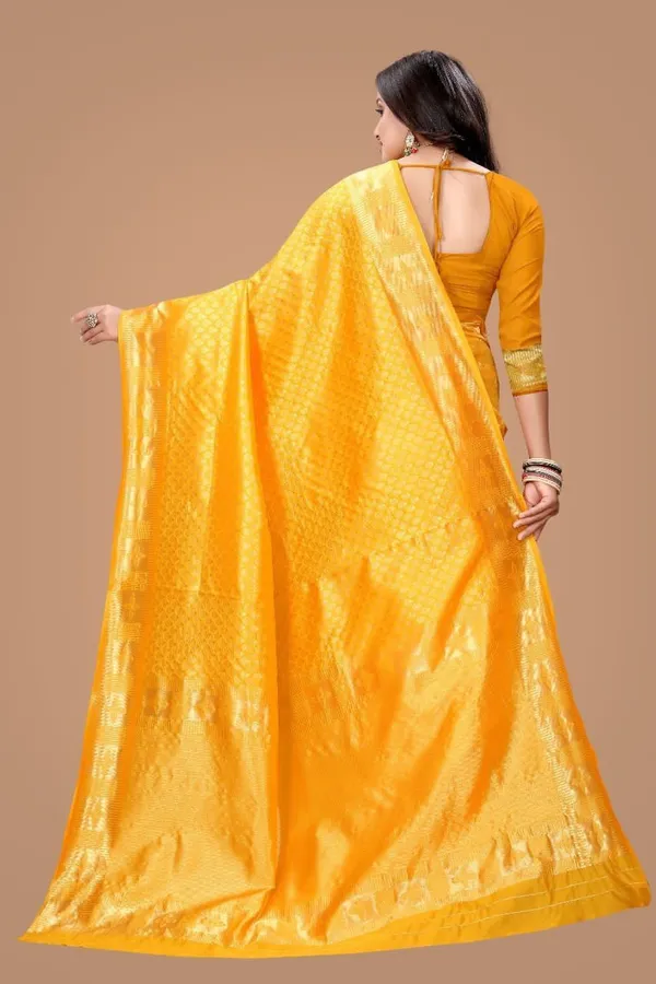Yellow_Cotton_Silk_Geometric_Print_Woven_Banarasi_Saree_For_Women