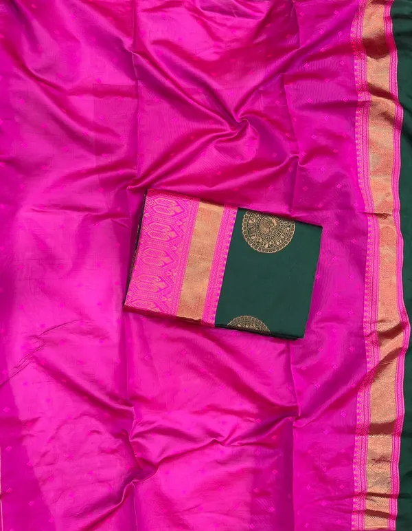 Green_Cotton_Silk_Jacquard_Woven_Banarasi_Saree_For_Women