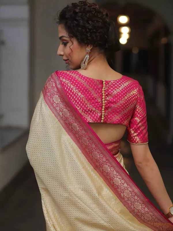 Cream_Cotton_Silk_Self_Design_Woven_Banarasi_Saree_For_Women