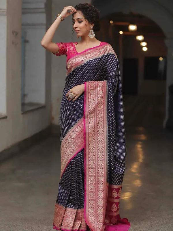 Blue_Cotton_Silk_Geometric_Jacquard_Woven_Saree_For_Women