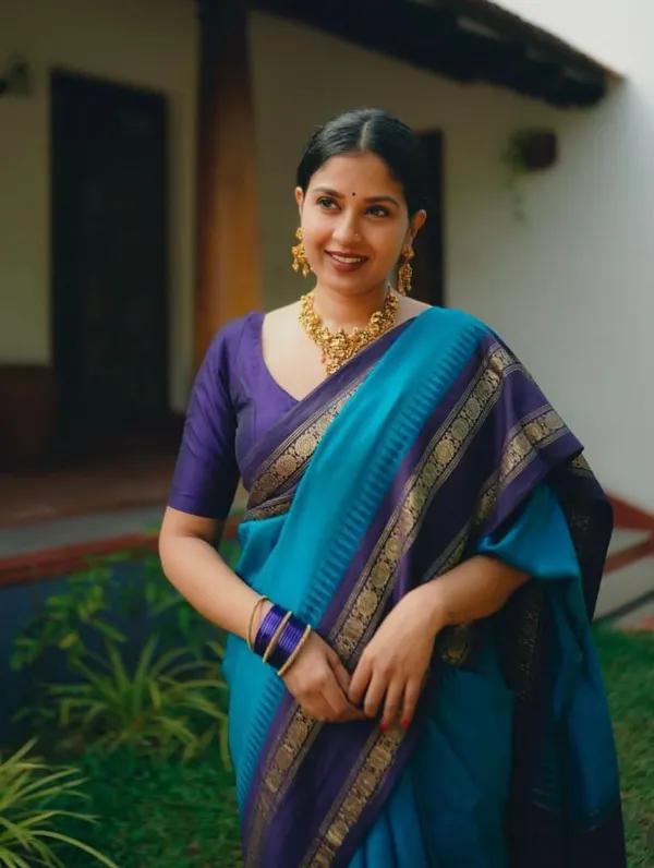 Blue_Cotton_Silk_Jacquard_Woven_Banarasi_Saree_For_Women