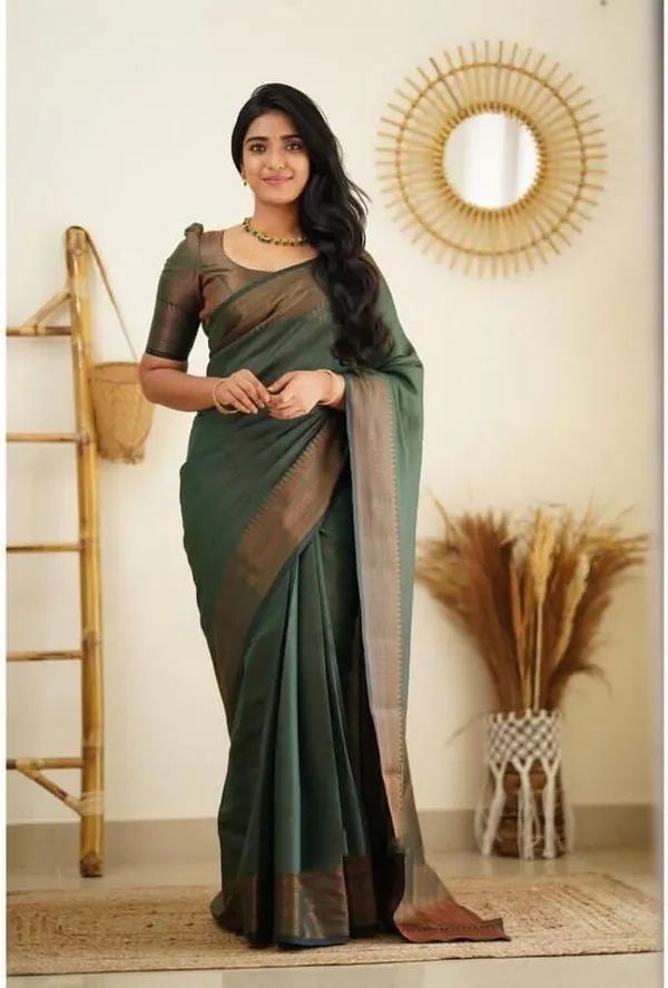 Green_Cotton_Silk_Woven_Banarasi_Regular_Saree_For_Women