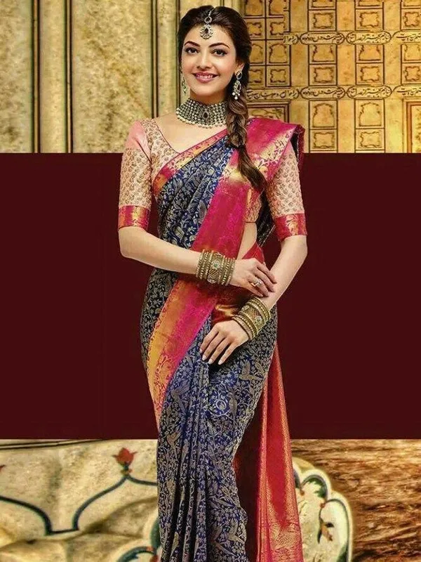 Blue_Cotton_Silk_Temple_Border_Jacquard_Saree_For_Women