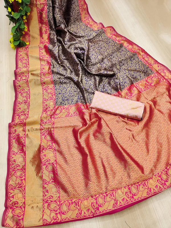 Blue_Cotton_Silk_Temple_Border_Jacquard_Saree_For_Women