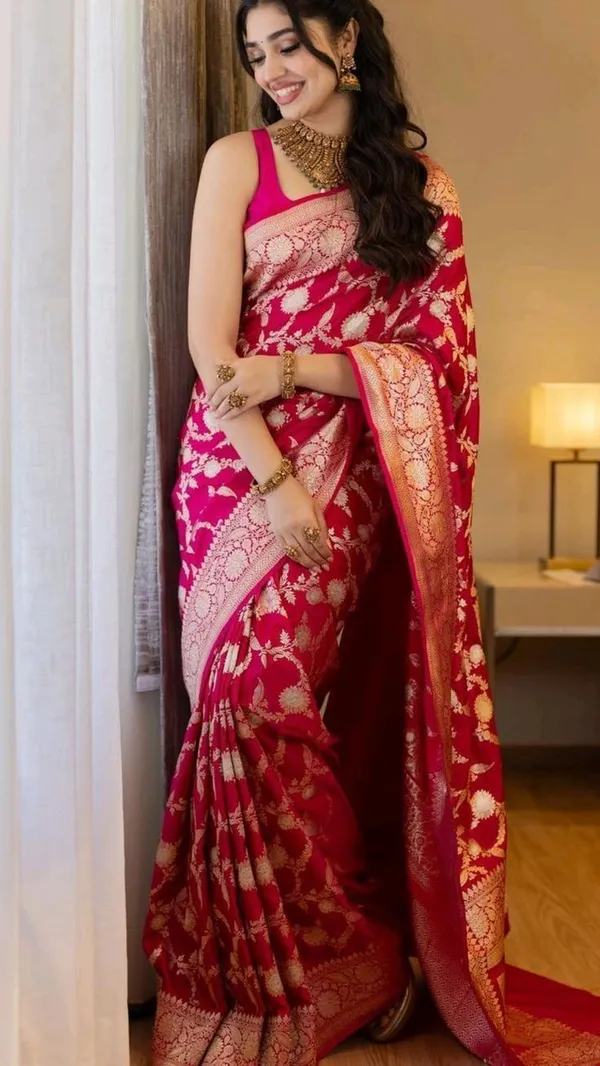 Pink_Cotton_Silk_Floral_Woven_Banarasi_Saree_For_Women