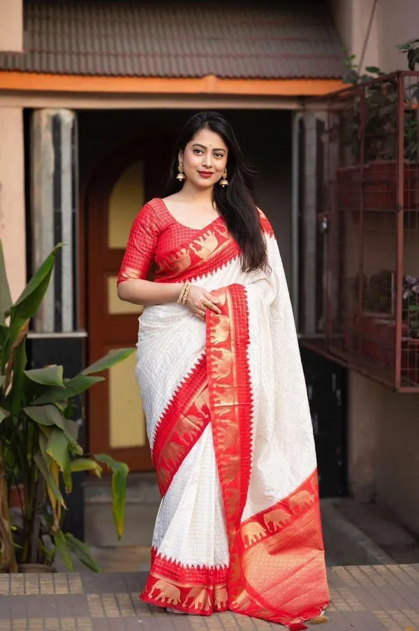 White_Cotton_Silk_Jacquard_Woven_Banarasi_Saree_For_Women