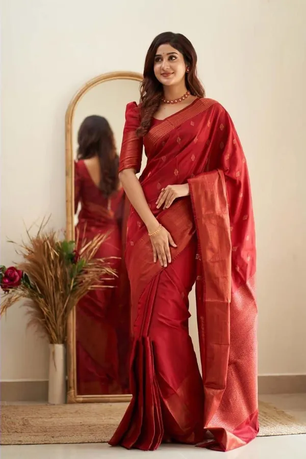 Red_Cotton_Silk_Woven_Jacquard_Banarasi_Saree_For_Women
