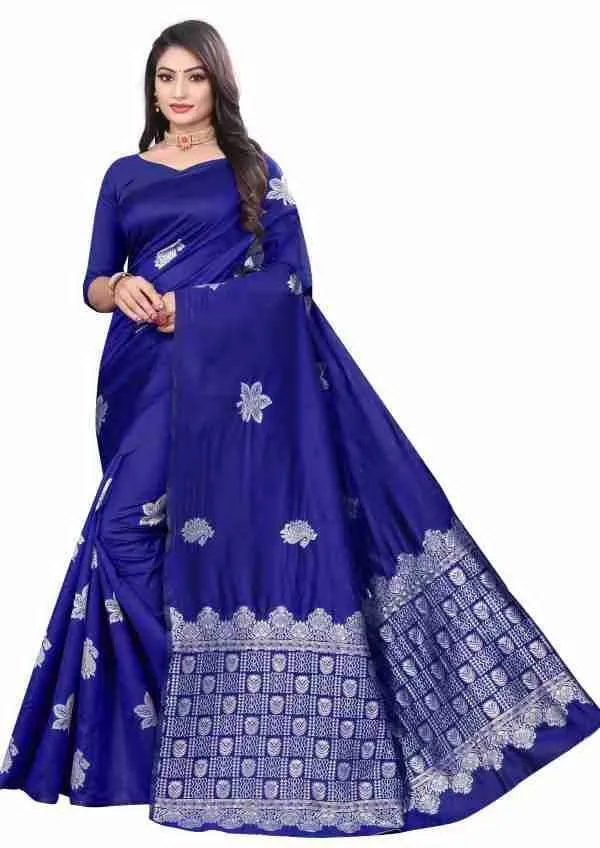 Blue_Silk_Blend_Floral_Woven_Bollywood_Saree_For_Women