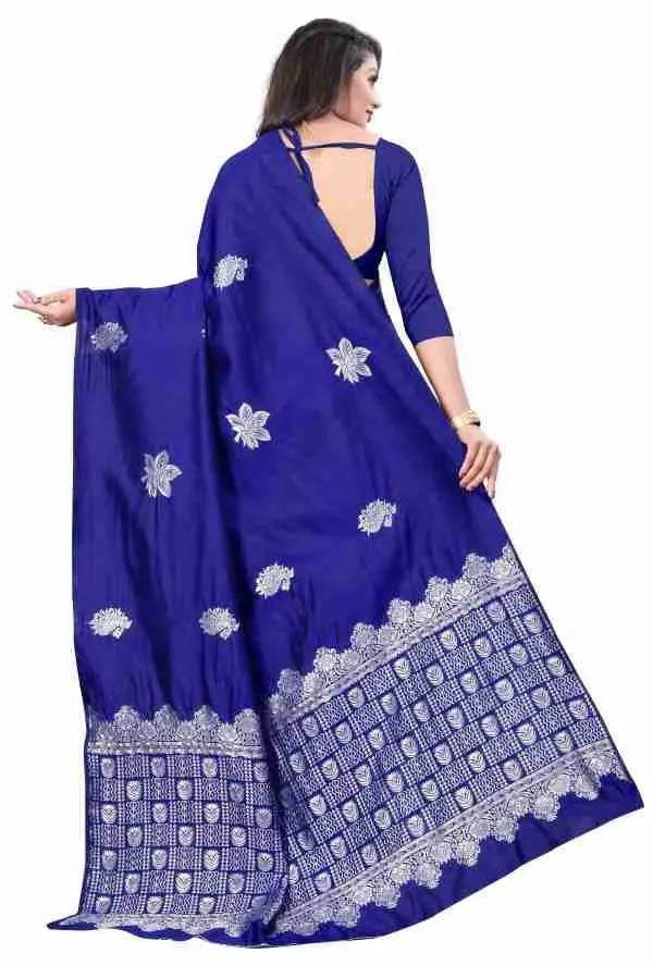 Blue_Silk_Blend_Floral_Woven_Bollywood_Saree_For_Women