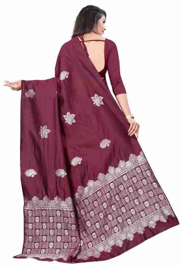 Maroon_Silk_Blend_Floral_Woven_Bollywood_Saree_For_Women