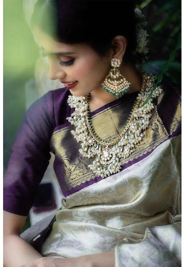 Cream_Purple_Cotton_Silk_Floral_Print_Kanjivaram_Saree_For_Women