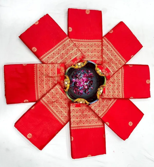 Red_Cotton_Silk_Floral_Print_Banarasi_Regular_Saree_For_Women