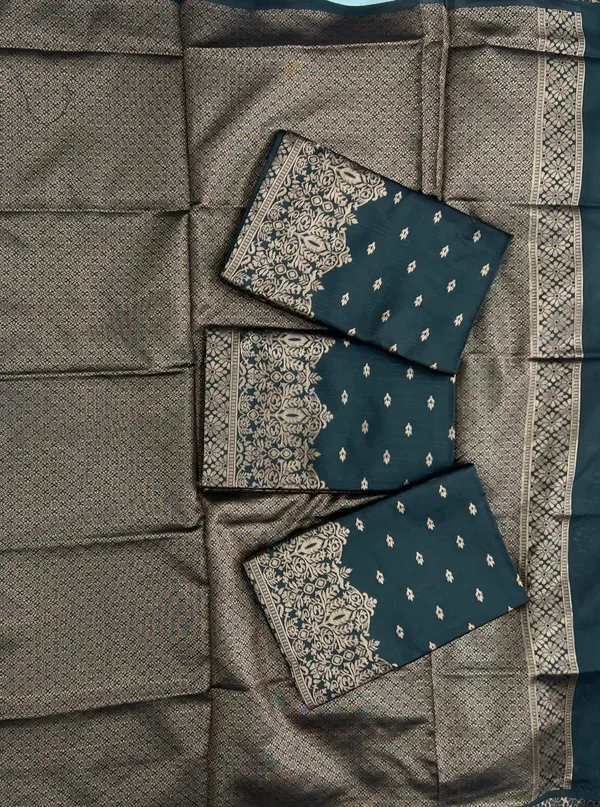 Black_Cotton_Silk_Floral_Print_Banarasi_Saree_For_Women