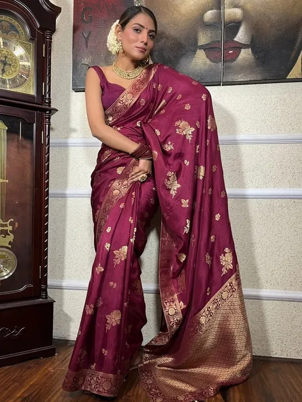 Maroon_Cotton_Silk_Jacquard_Banarasi_Saree_For_Women