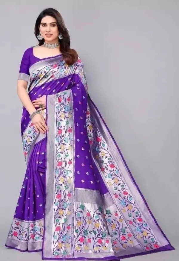 Purple_Cotton_Silk_Jacquard_Woven_Banarasi_Saree_For_Women