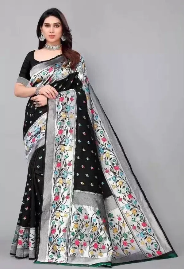 Black_Cotton_Silk_Woven_Banarasi_Regular_Saree_For_Women