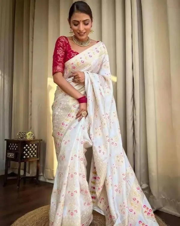White_Cotton_Silk_Embroidered_Banarasi_Saree_For_Women