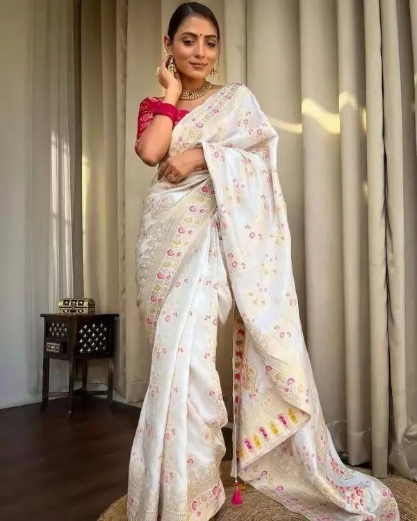 White_Cotton_Silk_Embroidered_Banarasi_Saree_For_Women