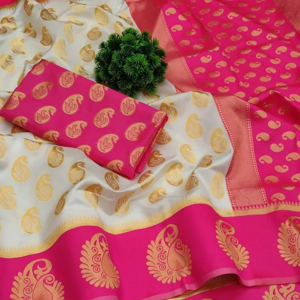 Cream_Silk_Blend_Paisley_Floral_Print_Bollywood_Saree_For_Women