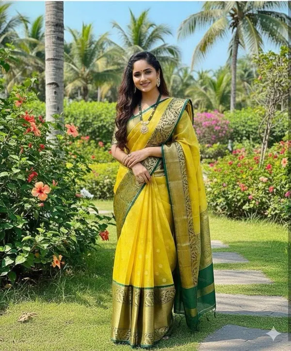 Yellow_Cotton_Blend_Zari_Woven_Banarasi_Regular_Saree_For_Women