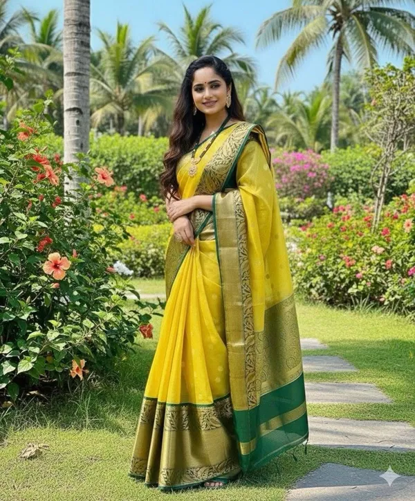 Yellow_Cotton_Blend_Zari_Woven_Banarasi_Regular_Saree_For_Women