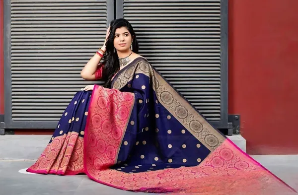 Blue_Cotton_Silk_Floral_Print_Regular_Saree_For_Women