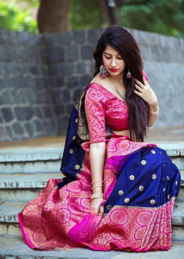 Blue_Cotton_Silk_Floral_Print_Regular_Saree_For_Women