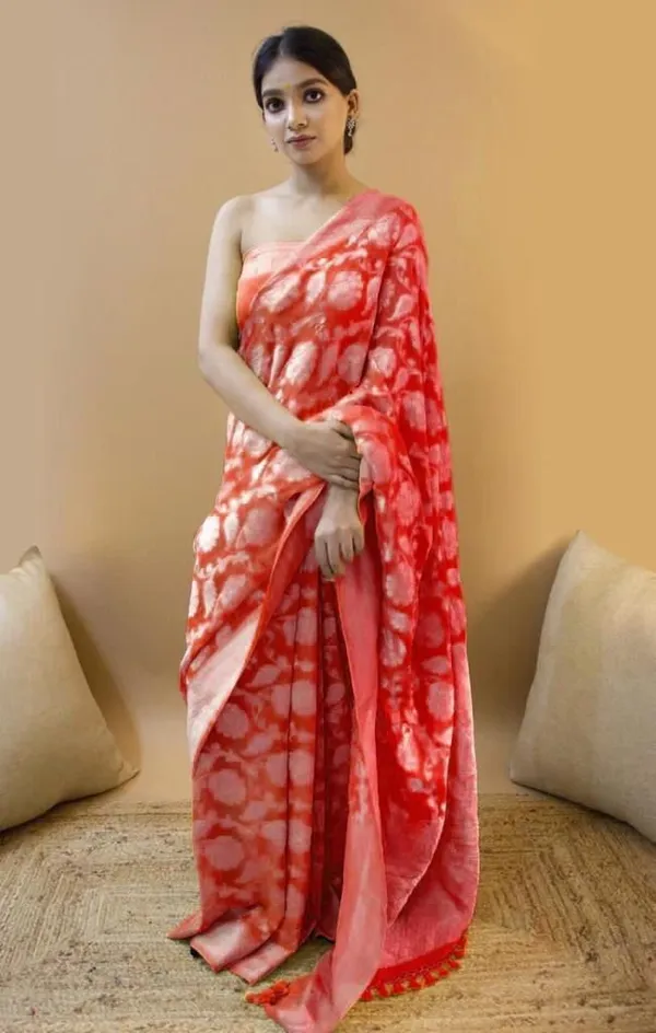 Red_Cotton_Silk_Floral_Print_Banarasi_Saree_For_Women