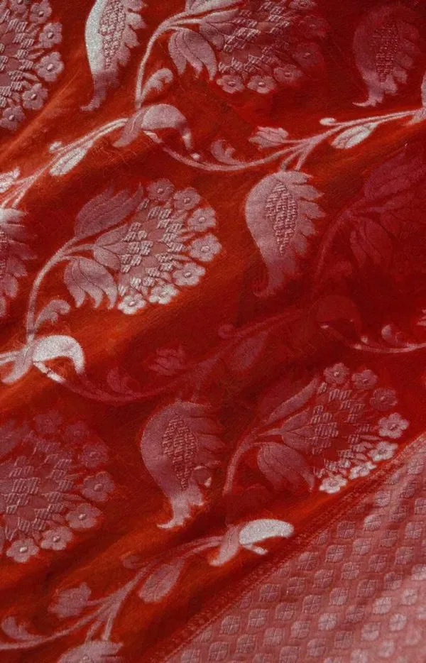 Red_Cotton_Silk_Floral_Print_Banarasi_Saree_For_Women