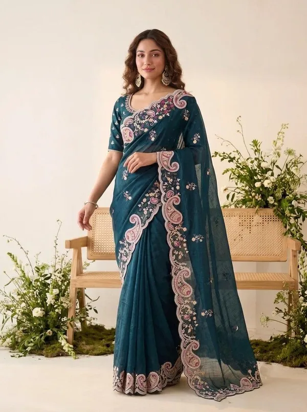Teal_Space_Silk_C-Pallu_Embroidery_Cutwork_Border_Saree_For_Women