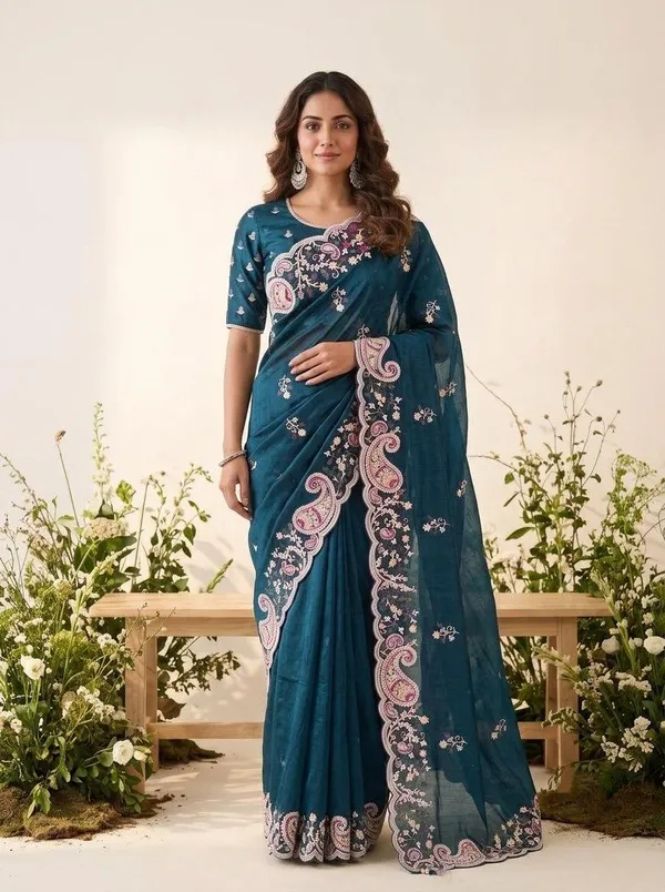 Teal_Space_Silk_C-Pallu_Embroidery_Cutwork_Border_Saree_For_Women