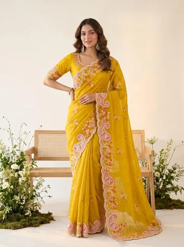 Yellow_Space_Silk_C-Pallu_Embroidery_Cutwork_Border_Saree_For_Women