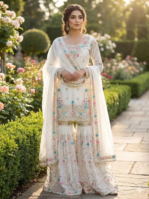 White_Color_Pakistani_Suit_In_Silk_Fabric
