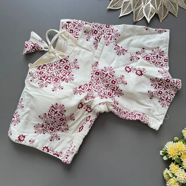 White_Maroon_Cotton_Blouse_Readymade