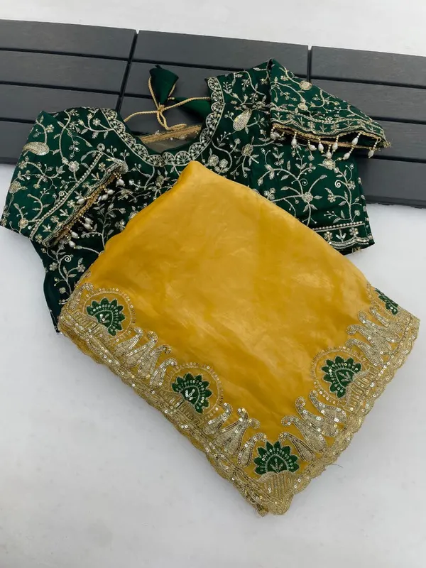 Yellow_Color_Pure_Fandy_Satin_Silk_With_Sequence_And_Zari_Embroidery_Work_