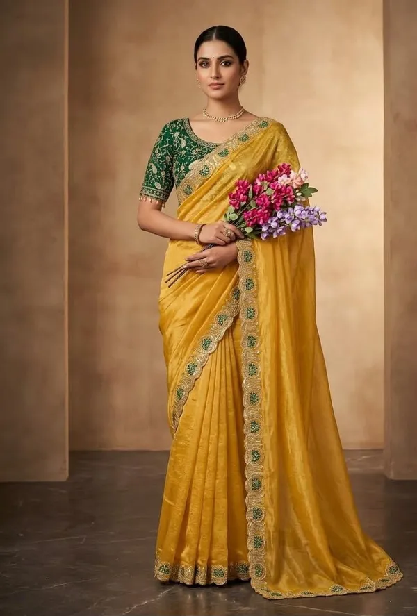 Yellow_Color_Pure_Fandy_Satin_Silk_With_Sequence_And_Zari_Embroidery_Work_