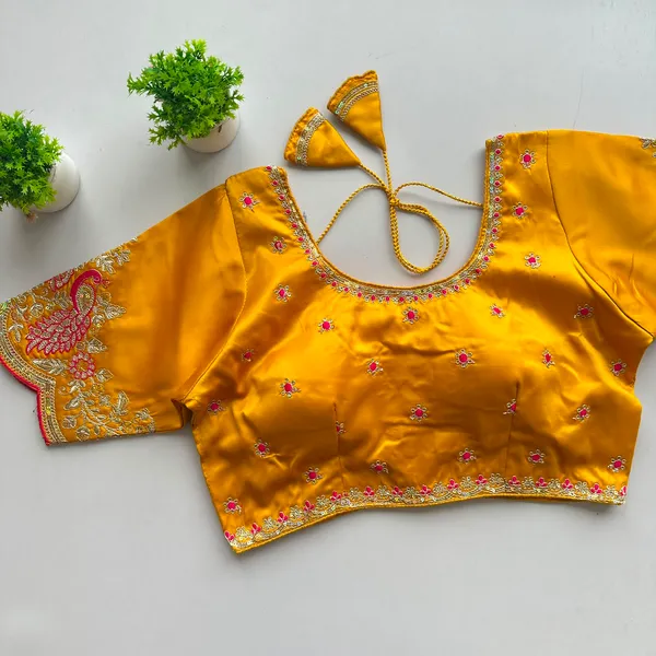 Yellow_Readymade_Blouse_in_Silk_Fabric