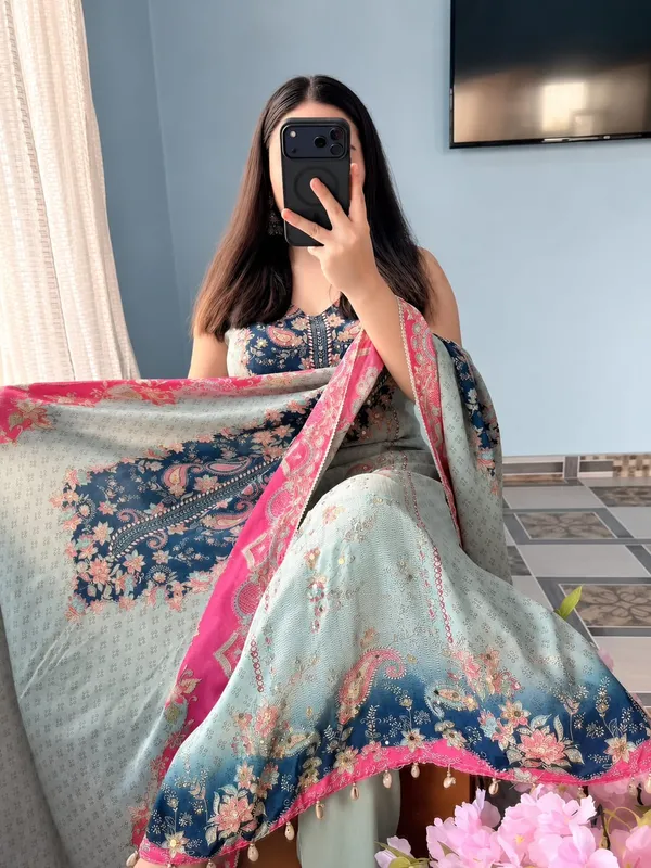 Multi_Color_Silk_Sleeveless_Kurta_Pant_Dupatta_Set_For_Women