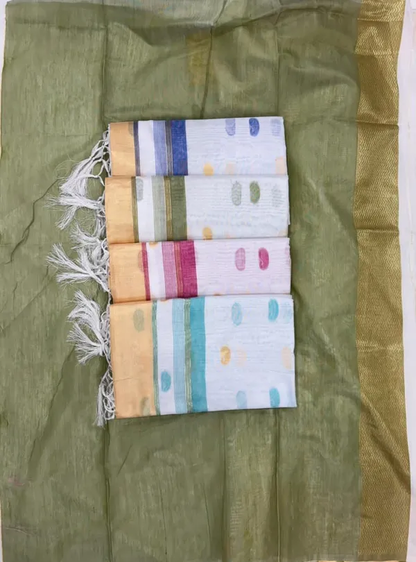 White_Cotton_Linen_Striped_Jacquard_Saree_For_Women